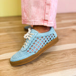 Giselle Crochet Detail Sneaker - Light Blue - Lace and Grace Boutique