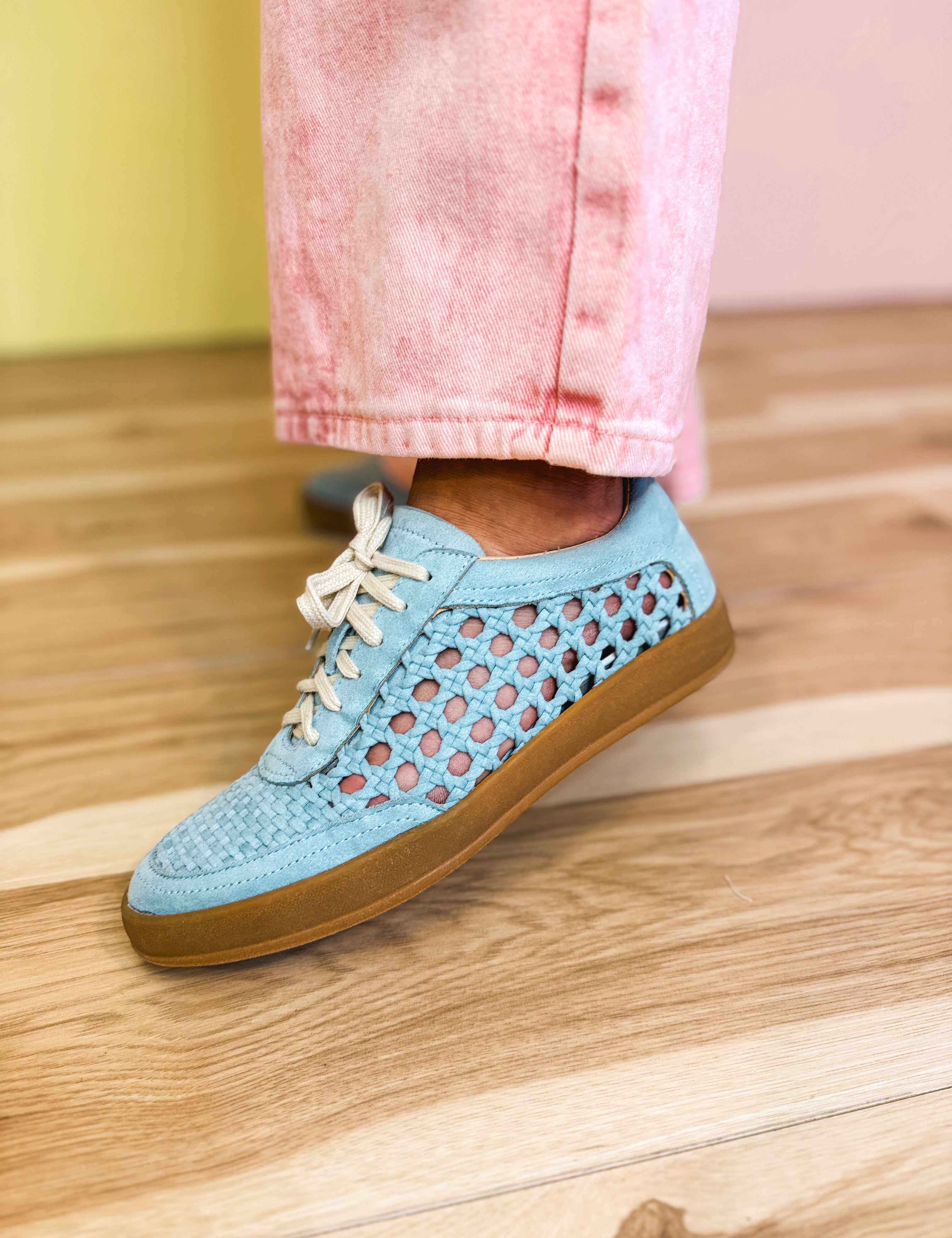 Giselle Crochet Detail Sneaker - Light Blue - Lace and Grace Boutique