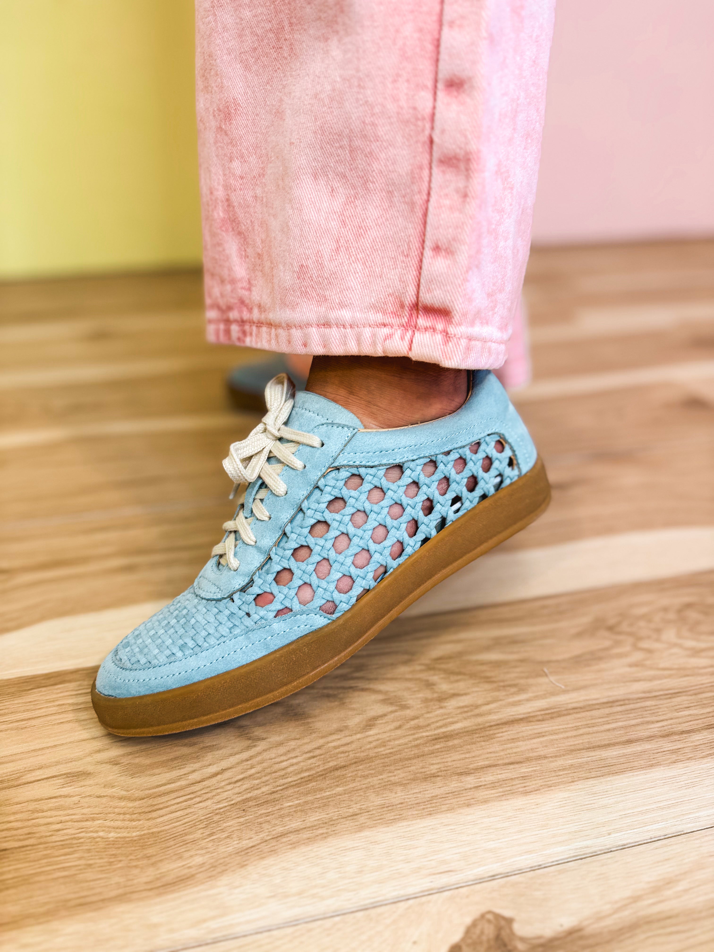 Giselle Crochet Detail Sneaker - Light Blue - Lace and Grace Boutique