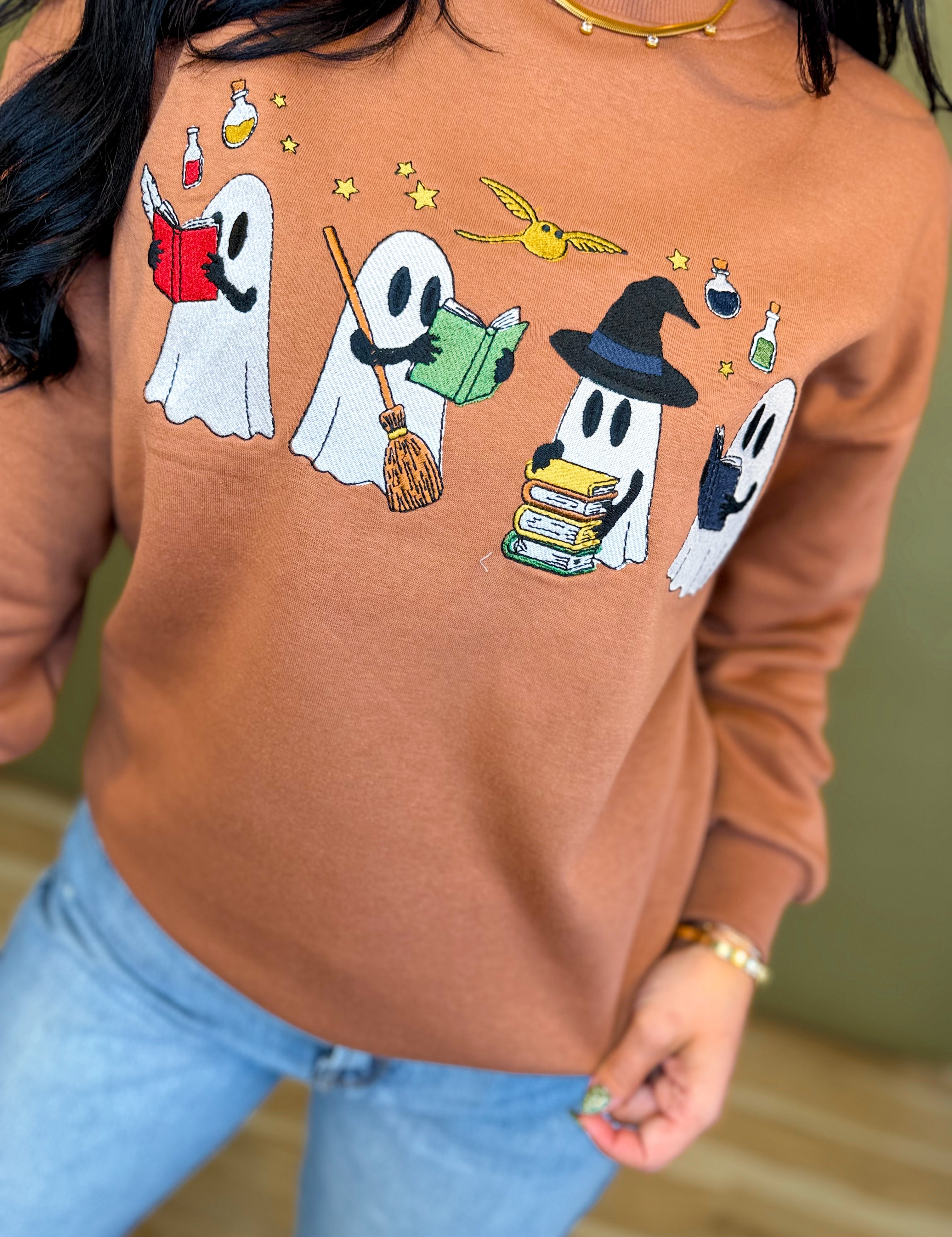 Simply Southern Ghost Embroidered Crewneck - Fall - Lace and Grace Boutique
