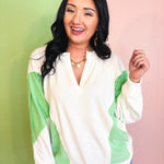 Oversized Colorblock Knit Top - Honeydew - Lace and Grace Boutique
