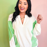 Oversized Colorblock Knit Top - Honeydew - Lace and Grace Boutique