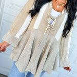 POL Ruffle Detail Mixed Stripe Linen Blouse - Mocha Multi - Lace and Grace Boutique