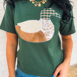 Cottage Mallard Duck Patch Tee - Hunter Green - Lace and Grace Boutique