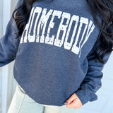 Homebody Fleece Crewneck Sweatshirt - Heather Black - Lace and Grace Boutique