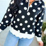 Simply Southern Polka Dot Quarter Zip Sweatshirt - Black - Lace and Grace Boutique