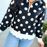 Simply Southern Polka Dot Quarter Zip Sweatshirt - Black - Lace and Grace Boutique