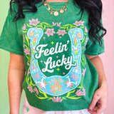 Feelin' Lucky Horseshoe Graphic Tee - Kelly Green - Lace and Grace Boutique