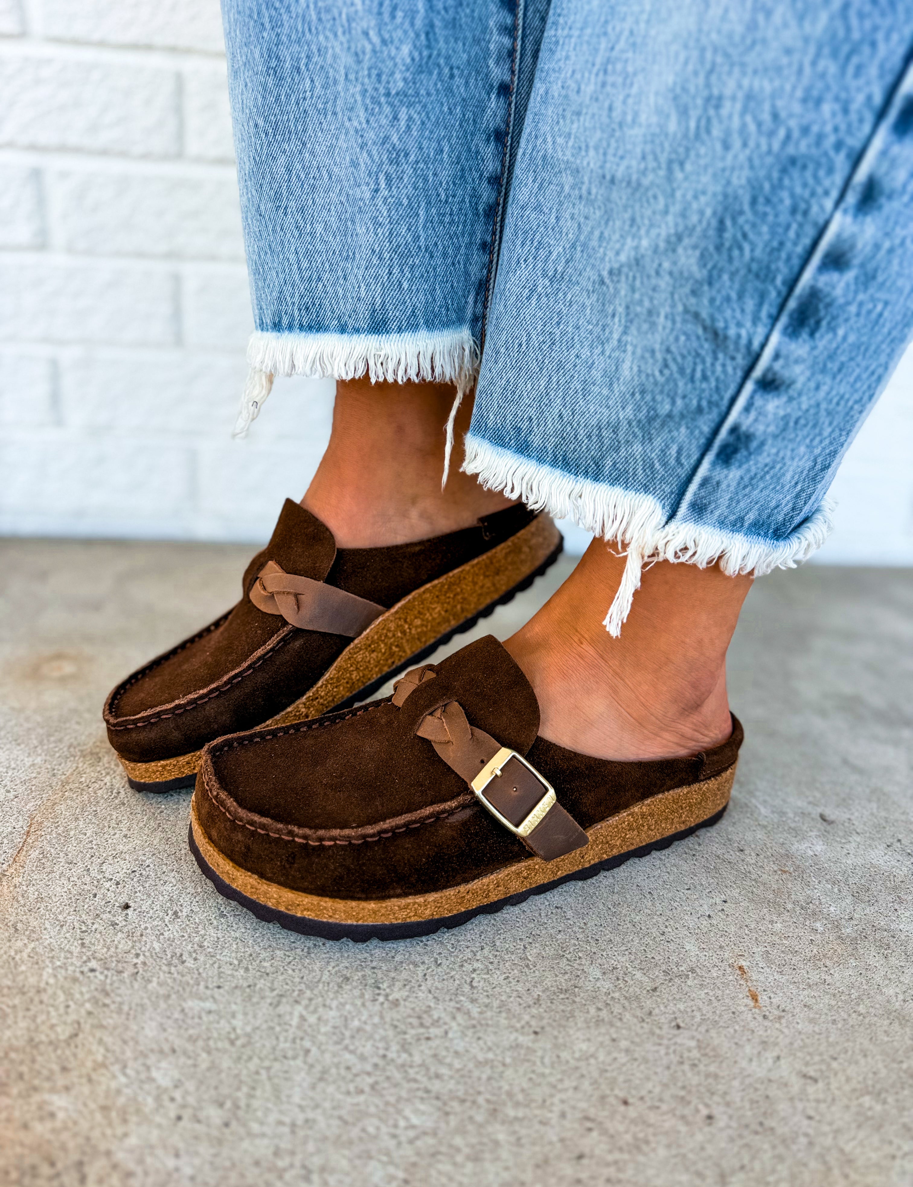 Birkenstock Buckley Braided Suede Leather Clog - Carafe - Lace and Grace Boutique