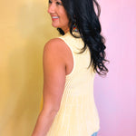 Flared Ribbed Knit Sweater Tank Top - Lemon - Lace and Grace Boutique