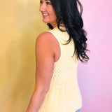 Flared Ribbed Knit Sweater Tank Top - Lemon - Lace and Grace Boutique