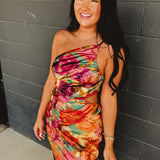 Asymmetric One Shoulder Ruched Maxi Dress - Parisian Floral - Lace and Grace Boutique