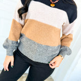 Color Block Knit Pullover Sweater - Black Combo