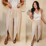 All About It Flowy Slit Pants - Natural