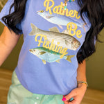 Rather Be Fishing Graphic Tee - Blue - Lace and Grace Boutique