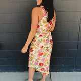 One Shoulder Asymmetrical Pleated Maxi Dress - Garden Multi - Lace and Grace Boutique