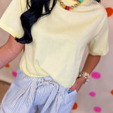 Oversized Crew Neck T-Shirt - Pale Yellow
