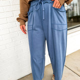 Mineral Wash Barrel Fit Utility Knit Pants - Midnight