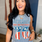 America 76 Graphic Tank Top - Mineral Vintage Blue - Lace and Grace Boutique