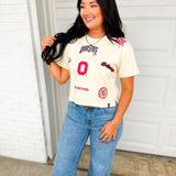 Ohio State Allover Patched Cropped Tee - Oatmeal
