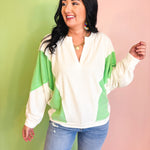 Oversized Colorblock Knit Top - Honeydew - Lace and Grace Boutique