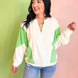 Oversized Colorblock Knit Top - Honeydew - Lace and Grace Boutique