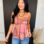 Boho Patchwork Printed Tank Top - Pink Combo - Lace and Grace Boutique