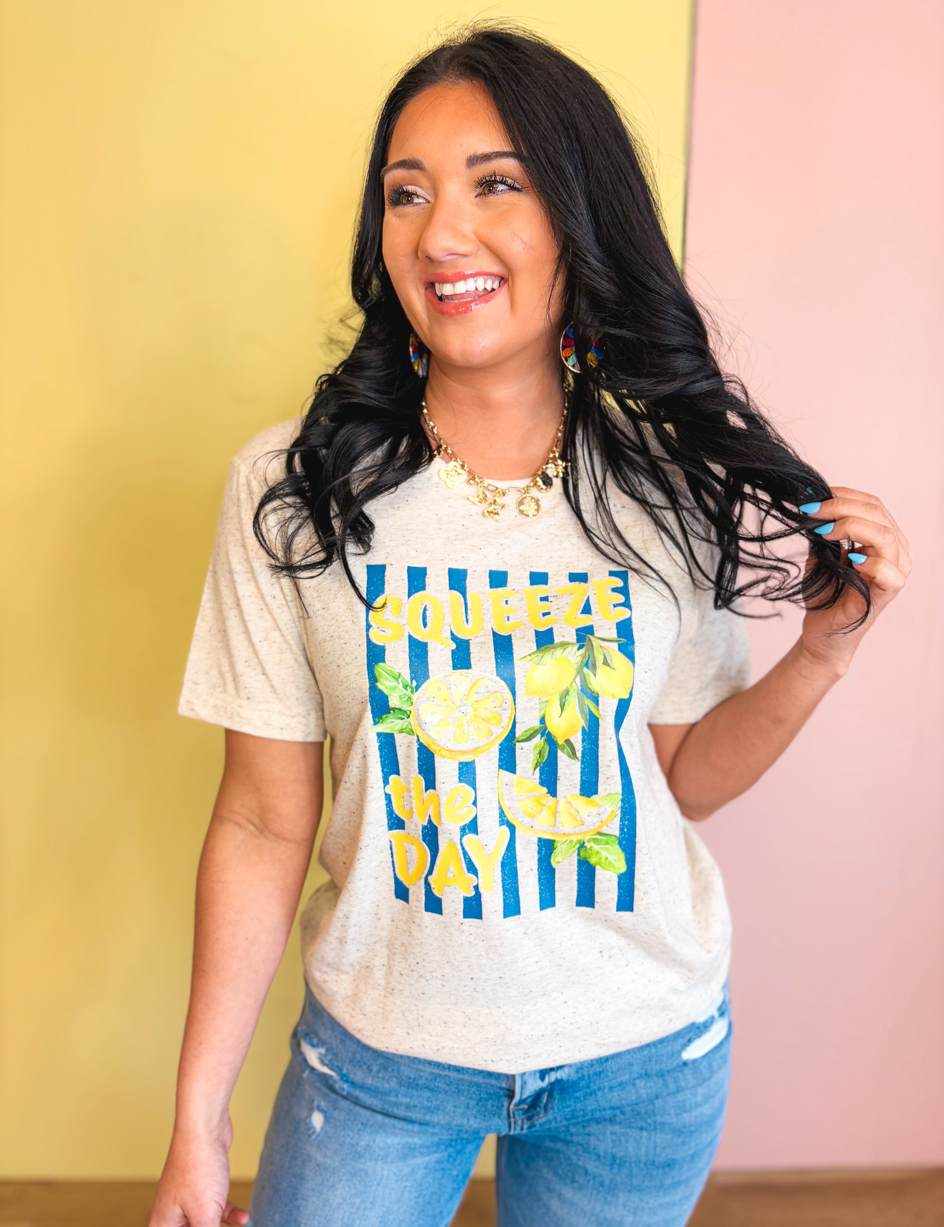 Squeeze The Day Graphic Tee - Oatmeal - Lace and Grace Boutique