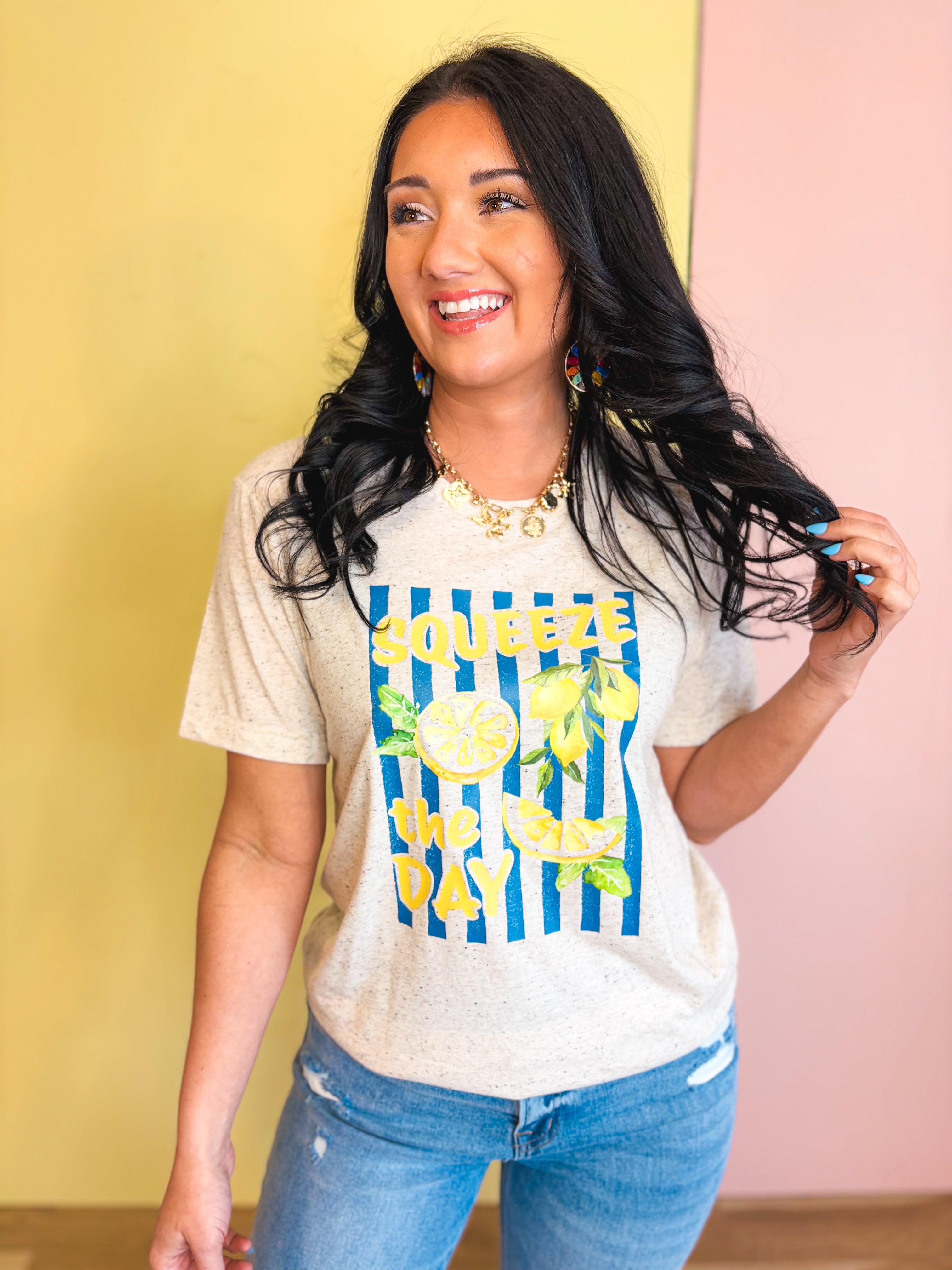 Squeeze The Day Graphic Tee - Oatmeal - Lace and Grace Boutique