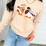 Mallard Duck Leopard Detail Knit Sweater - Oatmeal