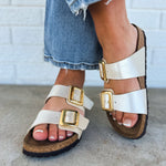 Birkenstock Sydney Luxe Buckle - Graceful Pearl White - Lace and Grace Boutique