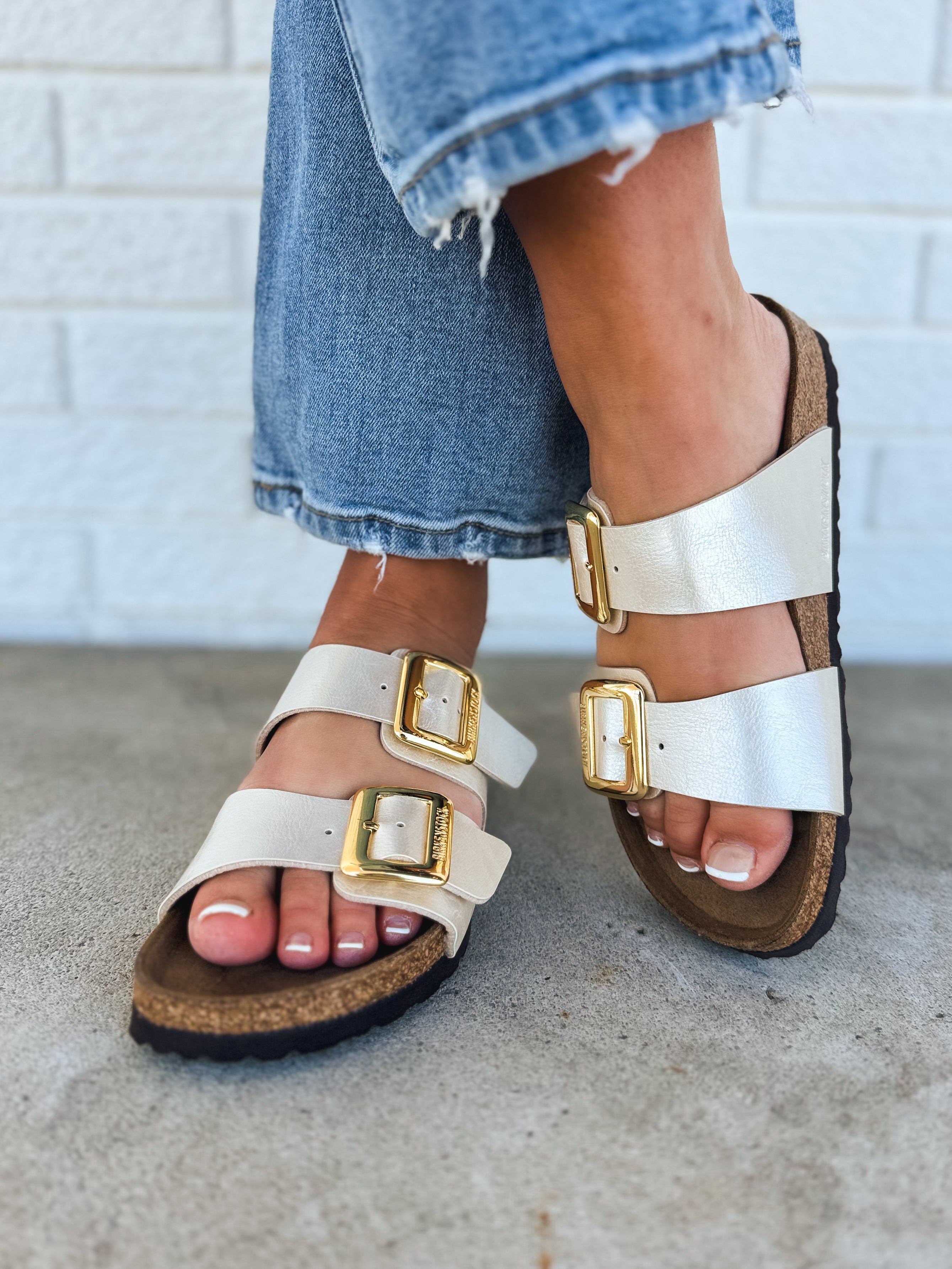 Birkenstock Sydney Luxe Buckle - Graceful Pearl White - Lace and Grace Boutique