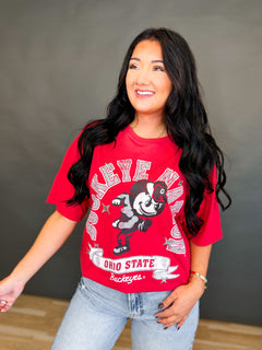 Ohio State Buckeye Nation Graphic Tee - Red - Lace and Grace Boutique