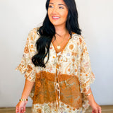 Oli & Hali Washed Print Lace Mix Duster - Copper