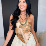 Paisley Satin Bandana Tube Top - Peach - Lace and Grace Boutique