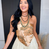 Paisley Satin Bandana Tube Top - Peach - Lace and Grace Boutique