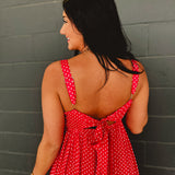 Polka Dot Square Neck Maxi Dress - Chili - Lace and Grace Boutique