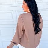 Lace Trim Thermal Knit Top - Latte