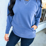 Pigment Dyed French Terry Pullover - Marlin - Lace and Grace Boutique