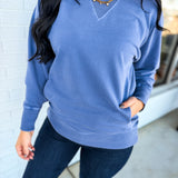 Pigment Dyed French Terry Pullover - Marlin - Lace and Grace Boutique