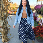 Tiered Polka Dot Maxi Skirt - Navy/White - Lace and Grace Boutique