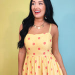 Polka Dot Woven Midi Dress - Light Yellow - Lace and Grace Boutique