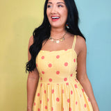Polka Dot Woven Midi Dress - Light Yellow - Lace and Grace Boutique