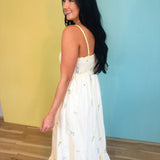 Triple Bow Floral Midi Dress - Butter - Lace and Grace Boutique