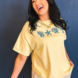 Embroidered Seashell Graphic Tee - French Vanilla