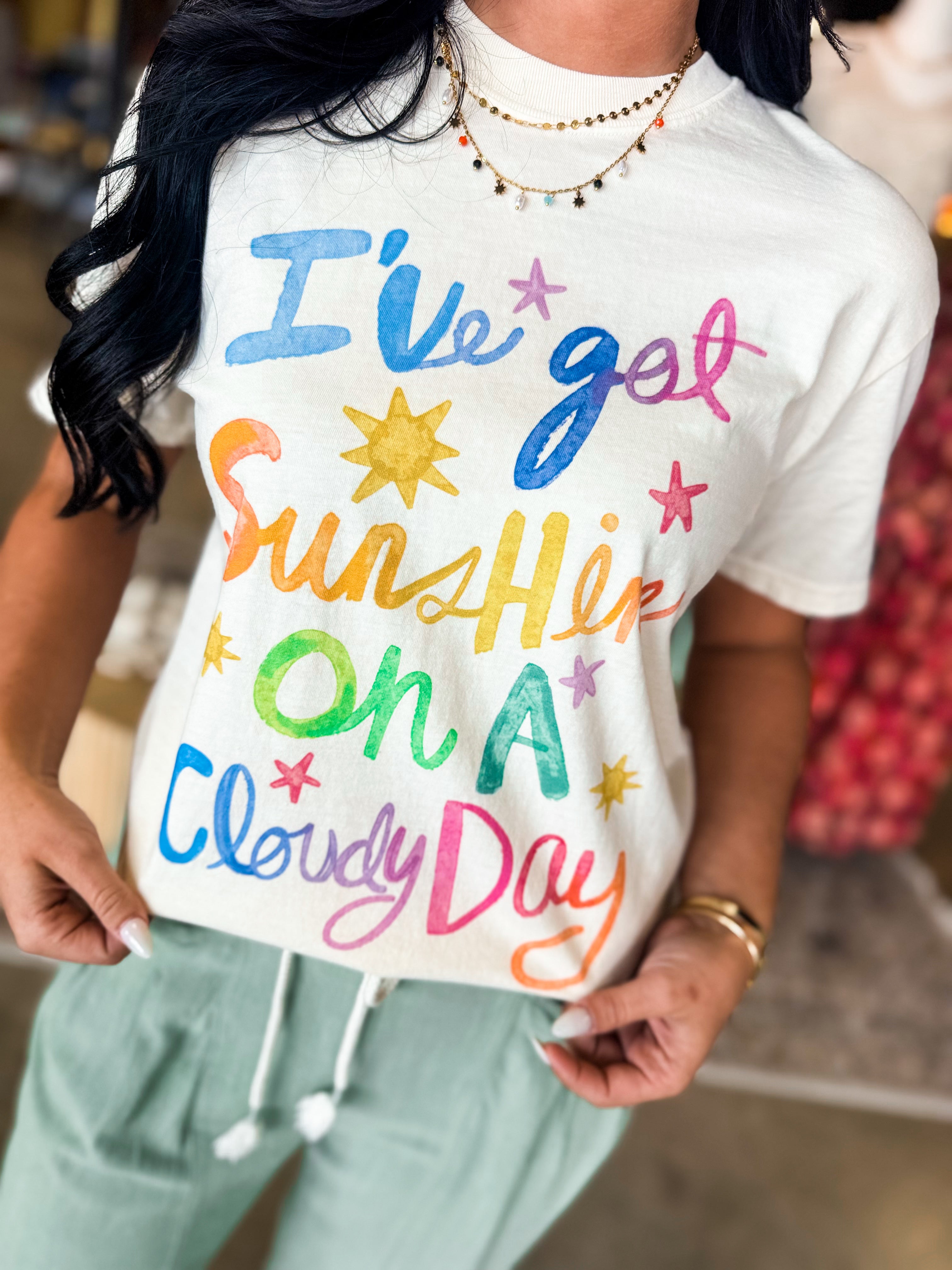 I've Got Sunshine Graphic Tee - Ivory - Lace and Grace Boutique