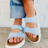 Birkenstock Arizona Pap Chunky Birko-Flor Sandal - Baby Blue - Lace and Grace Boutique
