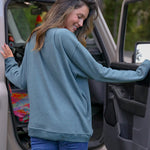 Natural Life Comfy Pocket Sweatshirt - Let's Just Go Indigo - Lace and Grace Boutique