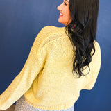 Open-Knit Crewneck Sweater - Lemon - Lace and Grace Boutique