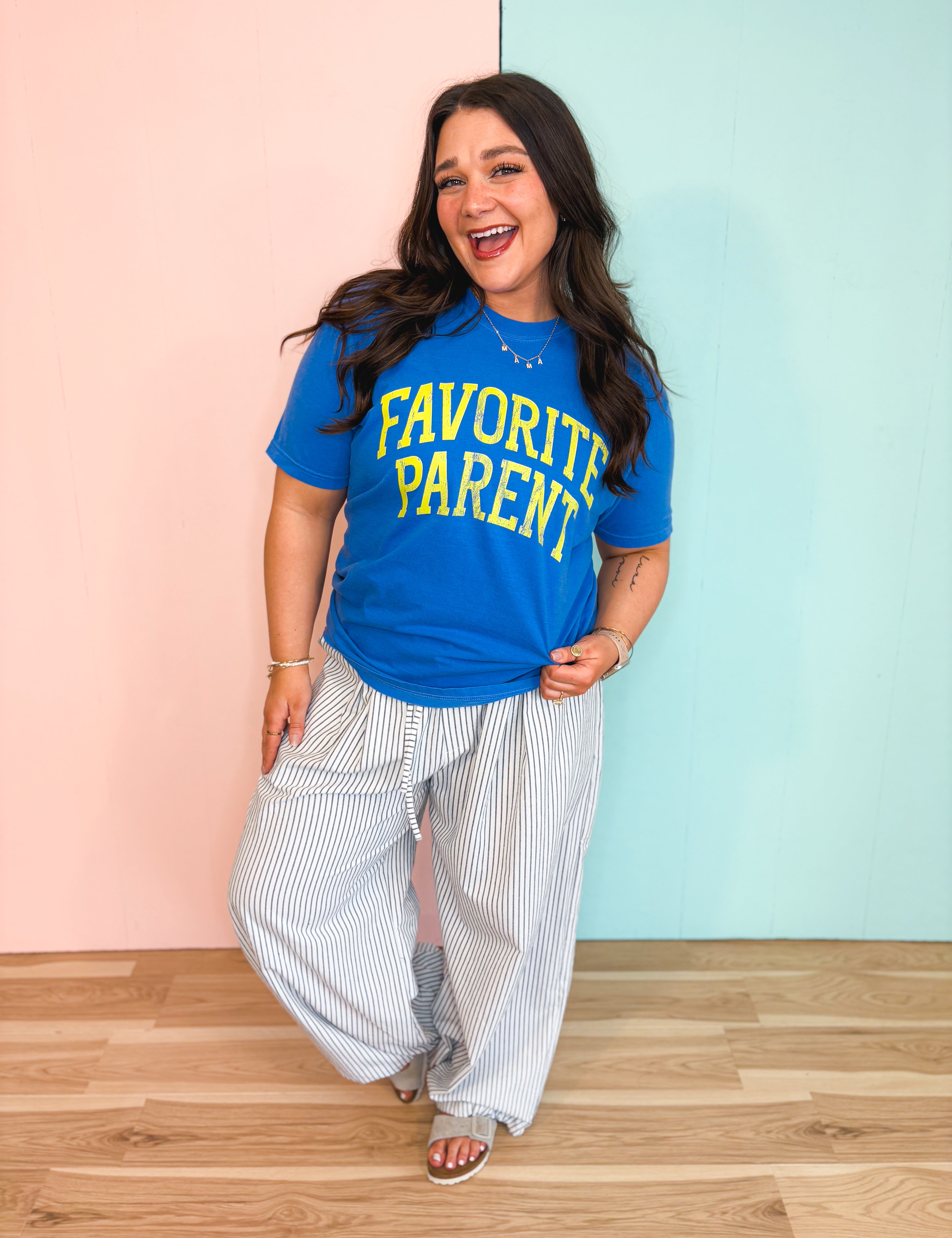 Favorite Parent Graphic Tee - Blue/Yellow - Lace and Grace Boutique